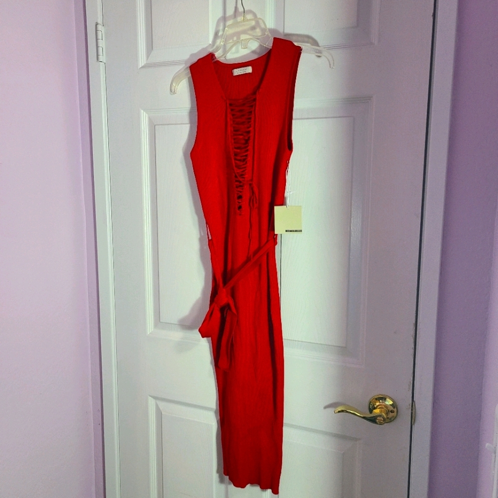 Red sweater dress